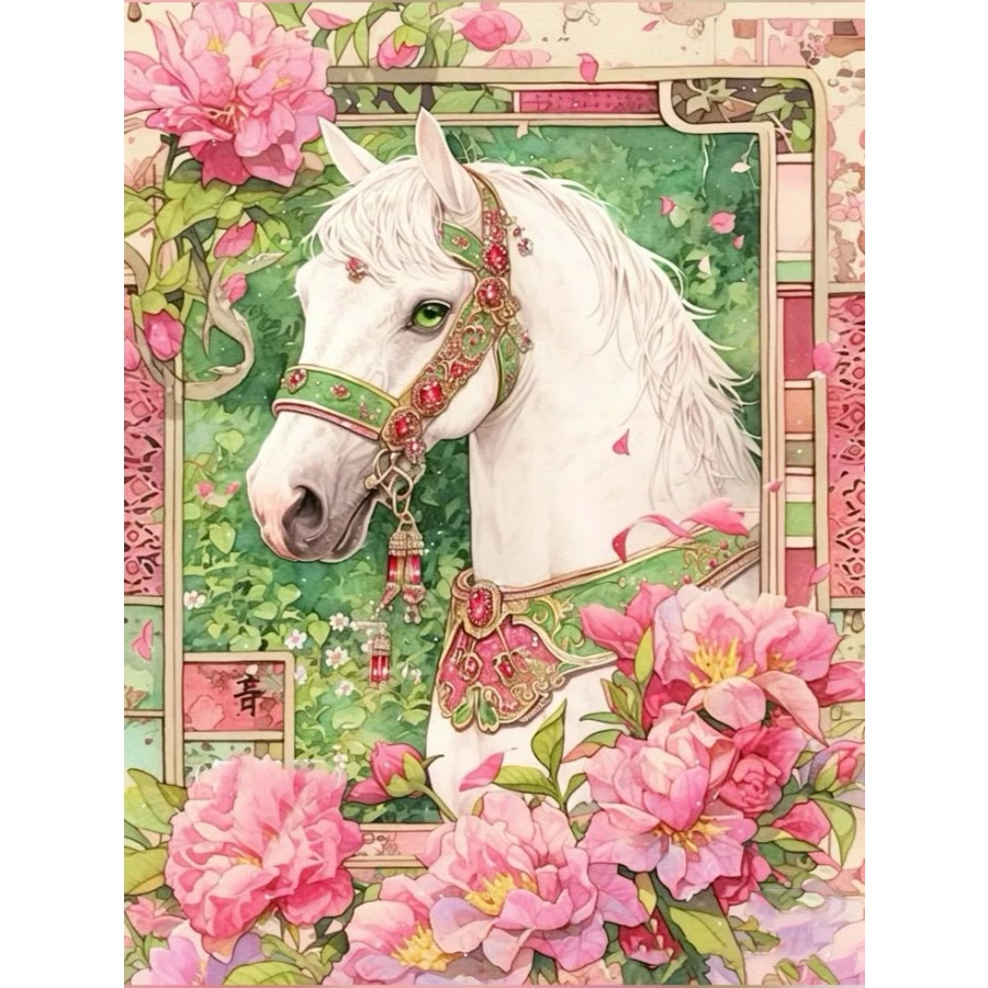 Diamond Painting White Horse w - Resin Art Work ulasan dan harga
